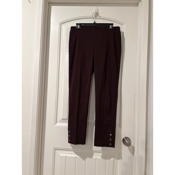 Van Heusen Stretch Extensible No-Waist Pull-On Ankle Button Pants Brown Size 10 - Picture 6 of 10
